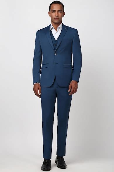 Buy Men Blue Solid Formal Three Piece Suit Online - 39676508 | Peter ...
