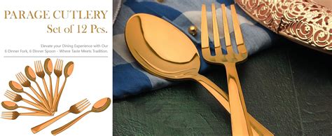 Buy Parage 12 Pieces Stainless Steel Rose Gold Cutlery Set, 16 cm Each ...