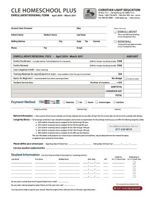CLE Homeschool Plus Enrollment Form - Blank Fillable Template | Fill ...