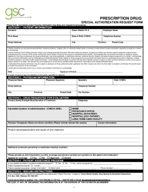 2017-2026 Form Canada GSC Prescription Drug Special Authorization ...