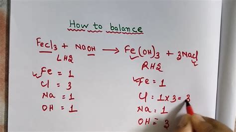 How to balance FeCl3 + NaOH = Fe(OH)3 + NaCl