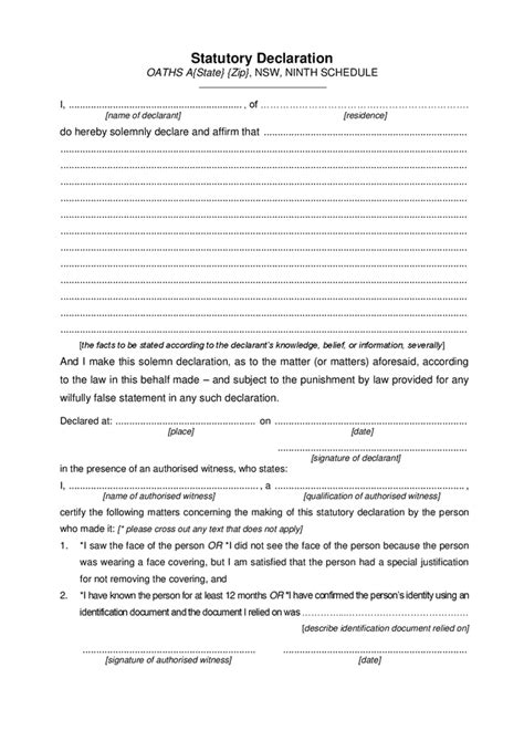 Image result for Statutory Declaration Form Examples