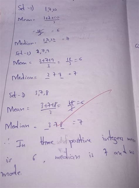 how many distinct sets of 3 positive integers have a mean of 6, median ...