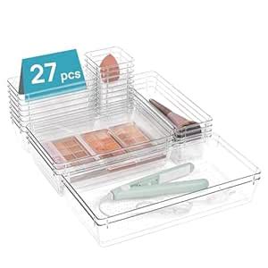 Vtopmart 27 PCS Clear Plastic Drawer Organizers Set : Amazon.in: Home ...