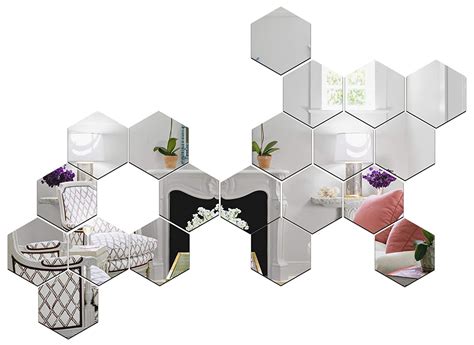 Wall1ders 20 Hexagon Silver (Each Piece Size 10.5 x 12.1 cm) Hexagon ...