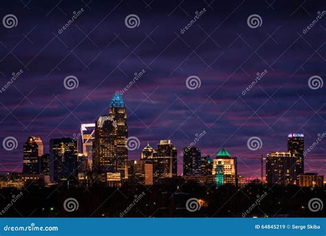 Charlotte, North Carolina Winter Sunset Stock Image - Image of dusk ...