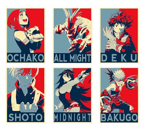 Wall Art My Hero Academia Anime Characters Ochako All Might Deku Shoto ...