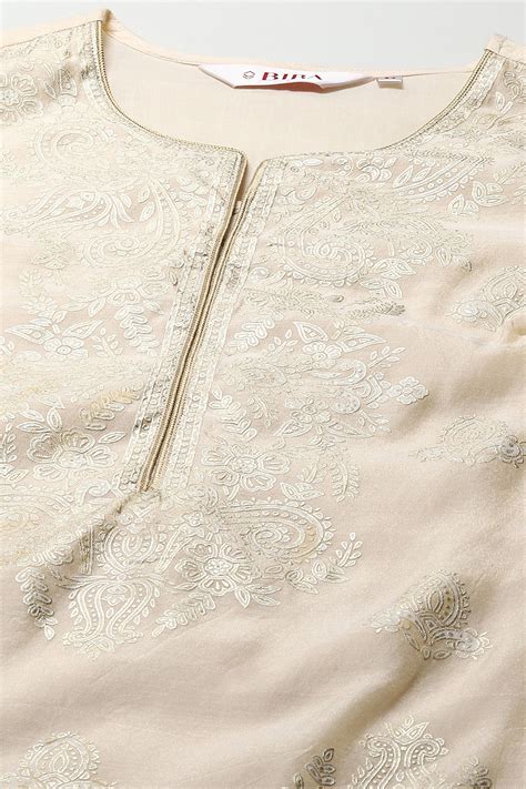 Off White Polyester Straight Printed 2 Piece Set at Biba India