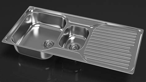 3D model Double Bowl Kitchen Sink with Drainboard | 3D Molier International