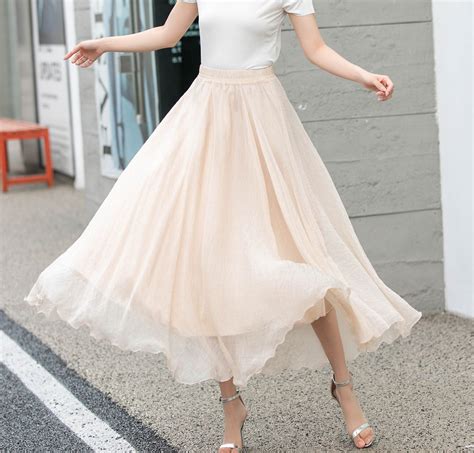 Chiffon Skirt, Boho Maxi Skirt, Chiffon Womens Skirt, Beach Chiffon ...
