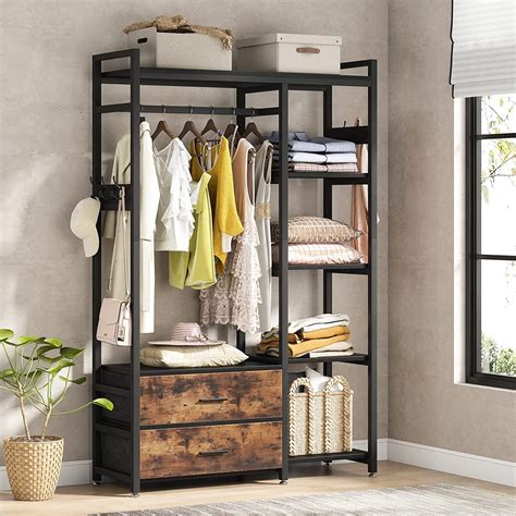 Tribesigns Freestanding Closet Organizer, Clothes Rack with Drawers and ...