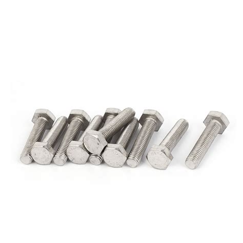 uxcell M10 x 45mm 1.5mm Pitch Fully Thread Hex Hexagon Screws Bolts DIN ...