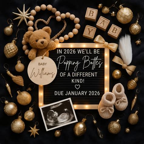 New Years Pregnancy Announcement Digital, New Year Baby Announcement ...