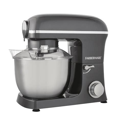 Open Box Farberware 5 qt Stand Mixer, Gray with Dough Hook, Paddle ...