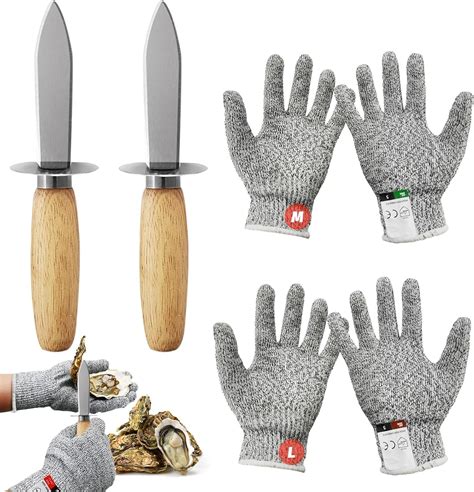 Amazon.com: Oyster Shucking Knife Set,2 PCS Stainless Steel Oyster ...