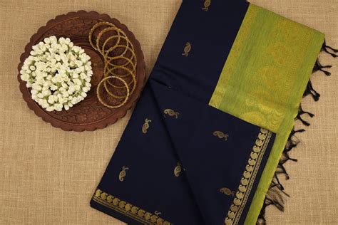 Mini Mango Zari Border Kalyani Silk‑Cotton Saree – www.vannamayil.com