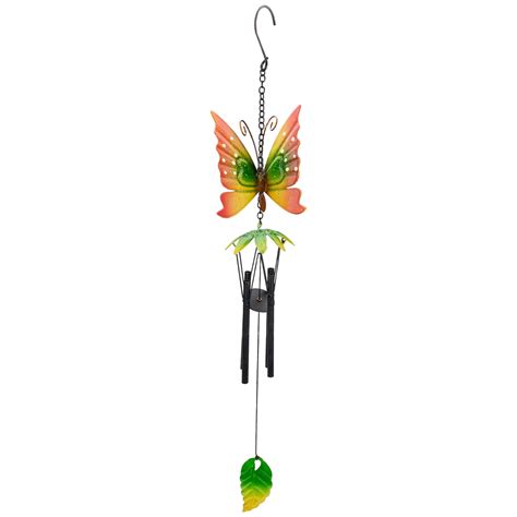 Northlight 19" Red Metal Butterfly Outdoor Garden Windchime, Color: Red ...