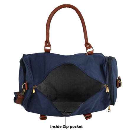 Leather World Blue Nylon Sports Gym Duffle Bag with Shoe Compartment ...