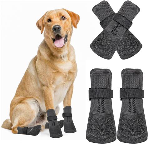 Dog Boots Paw Protector, 4 Pcs Waterproof Boots with Anti-Slip Sole for Small Medium Large Dogs ...