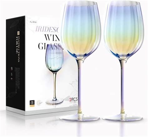 Amazon.com | NIIVOO Colored Wine Glasses Set Of 2, Clear Water Goblets ...