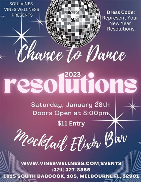 CHANCE TO DANCE: 2023 RESOLUTIONS, Soulvines Vines Wellness, Melbourne ...