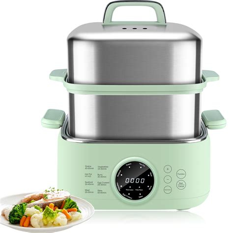Electric Food Steamer, 9.3L 2-Tier Digital Steamers for Cooking with ...