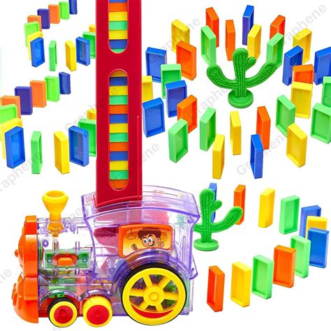 Buy GRAPHENE 60 pcs Dominos Train Blocks Set Electric Train Engine Toy ...