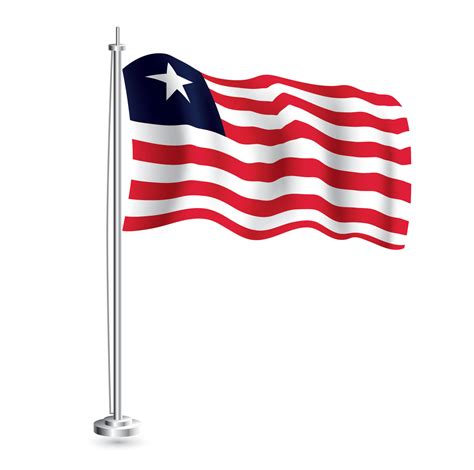 Liberian Flag. Isolated Realistic Wave Flag of Liberia Country on Flagpole. 17797589 Vector Art ...