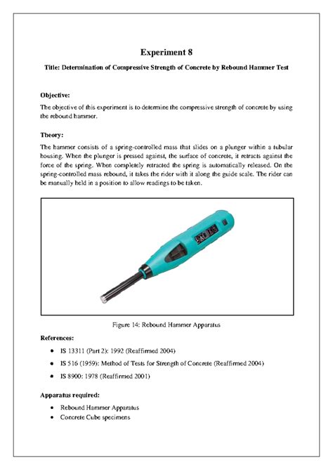 Experiment 8: Compressive Strength of Concrete via Rebound Hammer Test ...