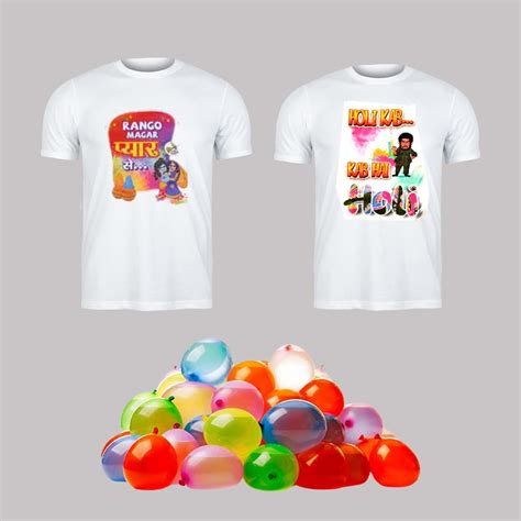 Buy CraftVatika Holi Color Tshirt With Water Balloons For Holi Festival ...
