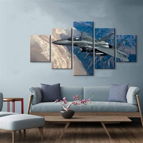 Buy 5 Piece Airplane Decor F-15E Airplane Pictures Wall Art Airplane ...