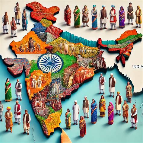 Colorful Map of India with Traditional Attire from Every State 🌍 in ...