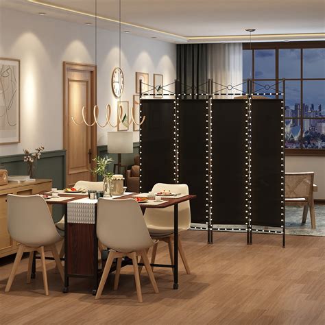 JAXSUNNY 4 Panel Fabric Room Divider Screen, Freestanding Partition ...