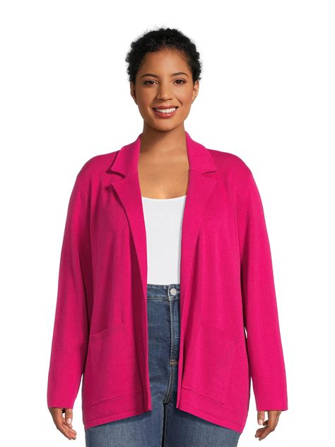 Terra & Sky women's Plus Size Knit Blazer - Open-Front Design - Walmart.com