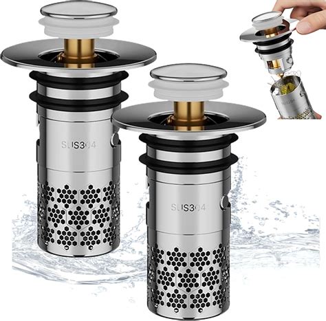 Bathroom Sink Drain Strainer, Upgrade Pop-up Sink Drain Strainers with ...