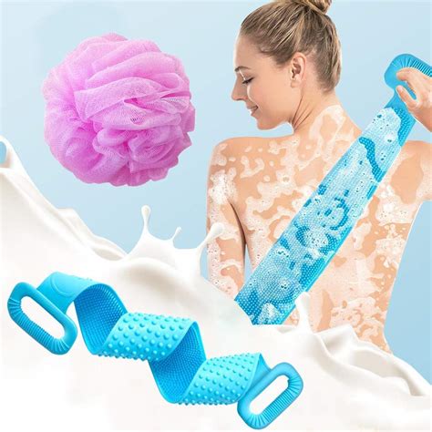 Buy KRISHTAL TRADING Silicone Body Scrubber Belt And Bath Brush, Double ...