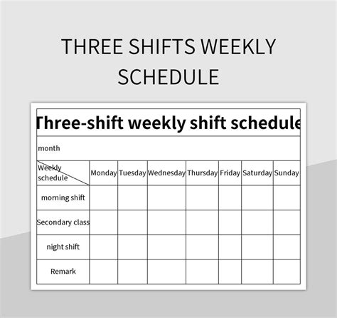 Three Shifts Weekly Schedule Excel Template And Google Sheets File For Free Download - Slidesdocs