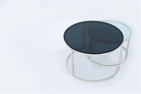 Round Nesting Coffee Table Set of 2 | Centre Table for Small Living Ro ...