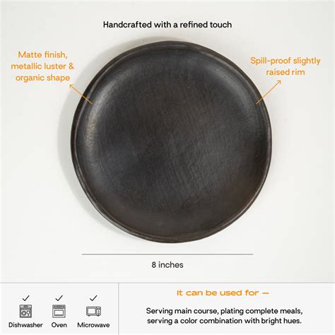 Organic Small Plate | Charcoal Black | 8 Inches – Lagavi