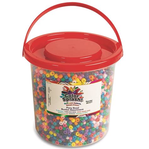 S&S Worldwide Color Splash! Pony Bead Bucket, 4 lbs - Over 6,500 Beads ...