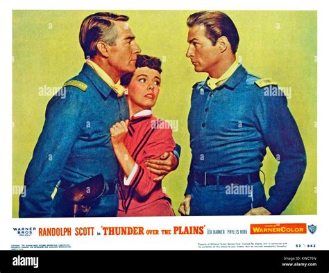 THUNDER OVER THE PLAINS, US lobbycard, from left: Randolph Scott ...