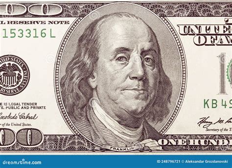 Amerikaner 100 Dollar Schein 100 Dollar 100 Dollar Banknote. Porträt ...