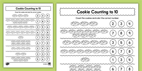 Cookie Counting to 10 Worksheet