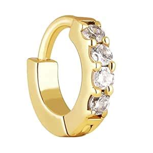 Buy GIVA 925 Silver Golden Zircon Studded Nose Ring | Gifts for Women ...