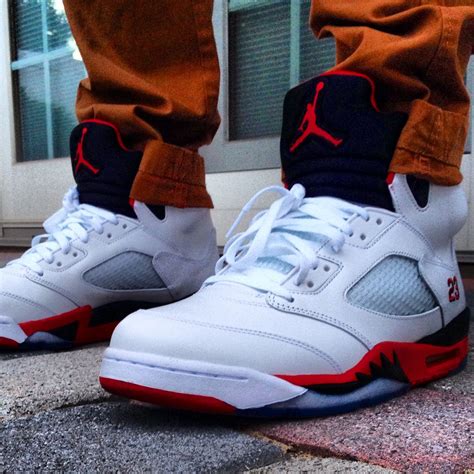 Fire Red 5s | Red and white jordans, Jordans, Air jordans