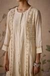 Buy Ivory Chanderi Embroidery Round Neck Pintucked Kurta And Dhoti Pant ...