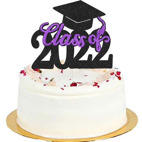 Glitter Purple Class Of 2022 Cake Topper Graduation Party Decoration ...