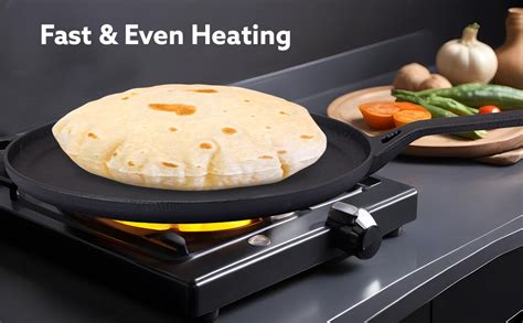 Buy AGARO Royal Pre Seasoned Cast Iron Tawa, 28 Cm Diameter, No ...