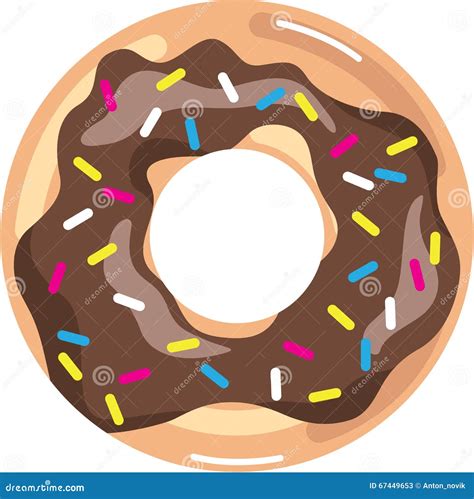 Chocolate Glazed Donut stock vector. Illustration of hole - 67449653