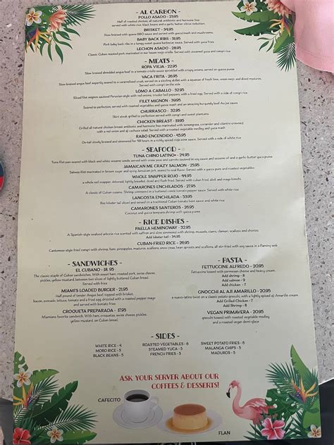 Carta del restaurante Call Me Cuban, Miami Beach